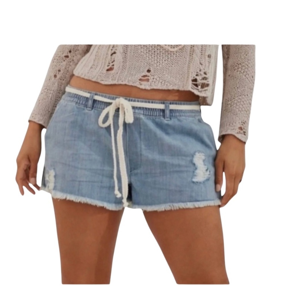 Aerie Denim Fringe Shorts